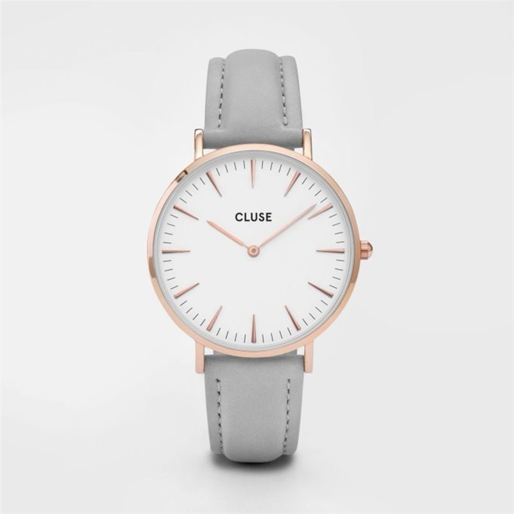 Cluse La Bohème Rose Gold White/Grey Leather Watch